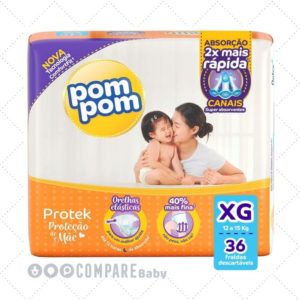 Fralda PomPom Protek Proteção de Mãe, XG 36 unidades
