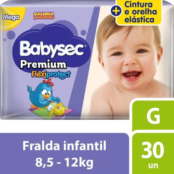 Fraldas descartáveis Babysec Premium Galinha Pintadinha Flexi Protect, G 30 unidades  