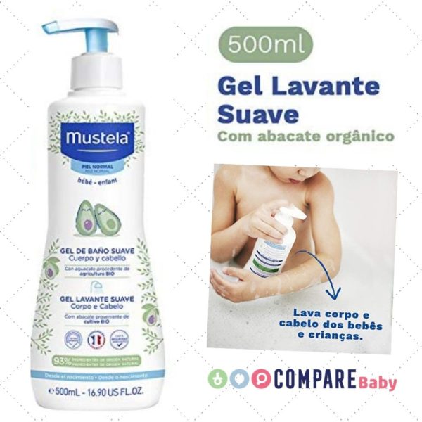 Gel Lavante Sabonete Líquido Hipoalergênico Corpo e Cabelo, Mustela Bebê, 500Ml