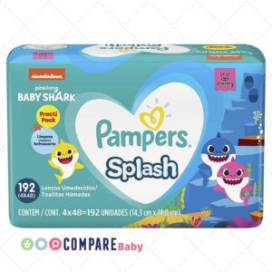 Lenços Umedecidos Pampers Splashers Baby Shark 192 unidades, Pampers