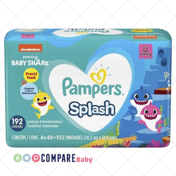 Lenços Umedecidos Pampers Splashers Baby Shark 192 unidades, Pampers