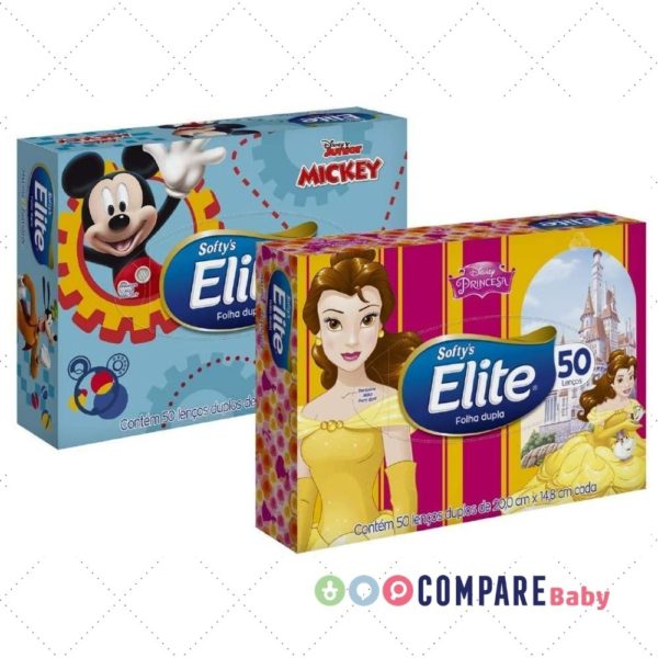 Lenços de Papel Elite Kids Folha Dupla, 50 unidades