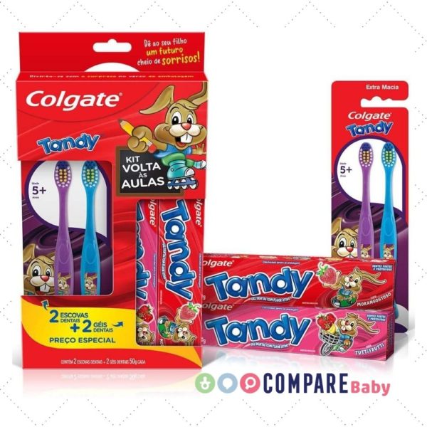 Kit Escova e Gel Dental Infantil Colgate Tandy (2 Escovas Dentais e 2 Géis Dentais 50g)
