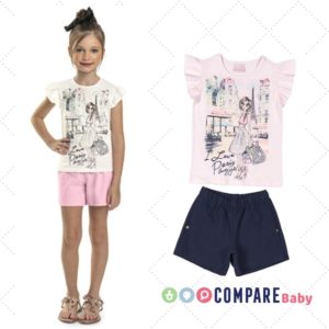 Conjunto Infantil Blusa E Shorts Infantil, Quimby