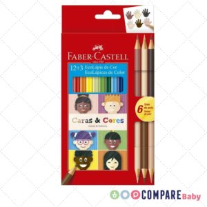 Lápis de Cor Ecolápis Caras & Cores 12 Cores + 6 Tons de Pele, Faber-Castell