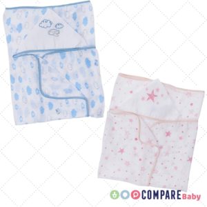 Toalha De Fralda Papi Soft Estampada Com Capuz Bordado 1, 10M X 90Cm (Rosa e Azul)