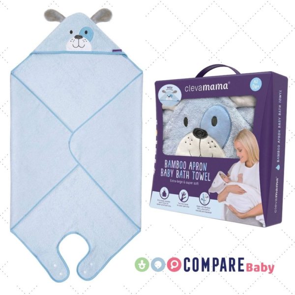 Toalha Mamãe Bebê Maxi Capuz Bambu Cão, Clevamama, Azul