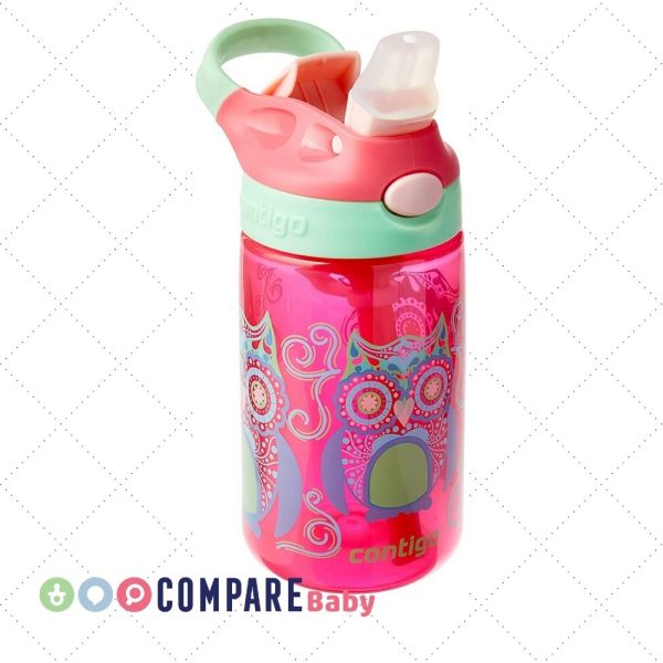 Garrafa de Água Infantil com Bico e Canudo, Contigo, Gismo Flip, Rosa, 414ML