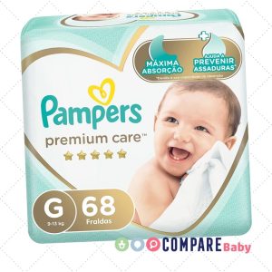 Fralda Pampers Premium Care G 68 unidades, Pacotão