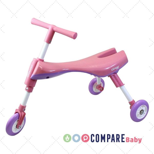 Triciclo Infantil Dobrável, Clingo, Rosa/Lilás