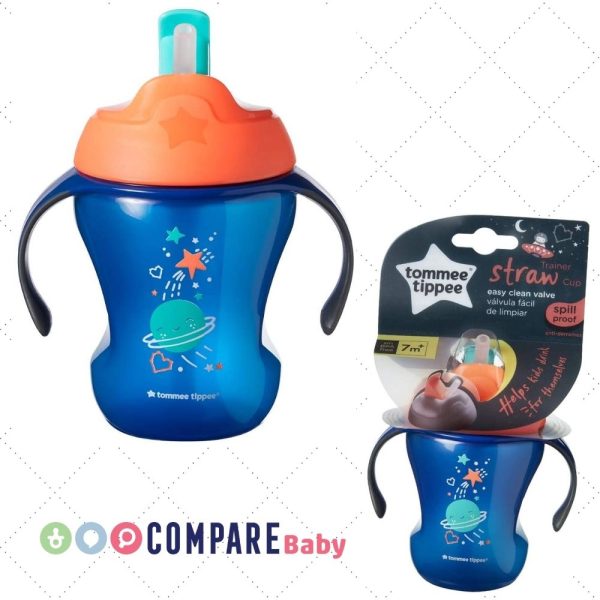 Copo de Treinamento com Canudo Trainer Straw 230ml Azul Tommee Tippee