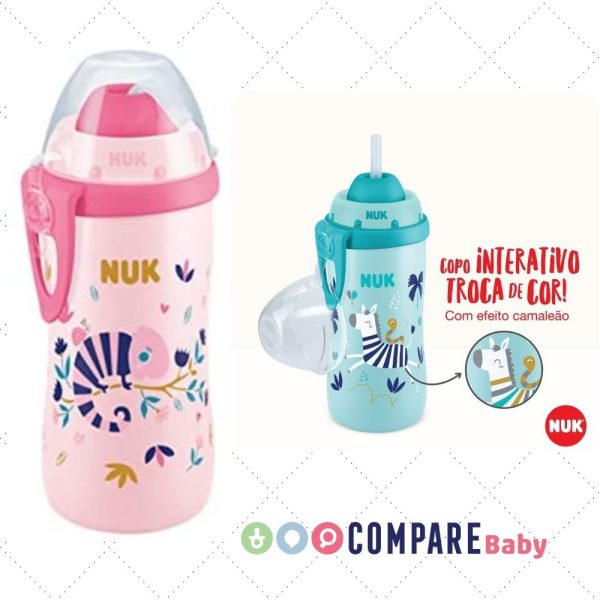 Copo com Canudo Flexi Cup NUK Muda de Cor 300ml