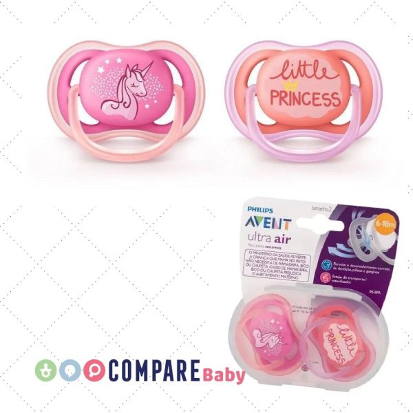 Chupeta Ultra Air Decorada 6-18 Meses Dupla, Philips Avent, Rosa