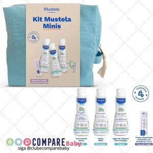 Mustela Kit Minis - Miniaturas Mustela Bebê Água de Limpeza + Hydra Bebê + Gel Lavante + Creme Vitaminado Preventivo de Assaduras - Nova embalagem - Edição limitada - Mustela Bebê e Criança